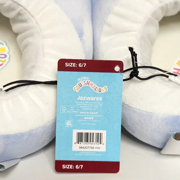 NWT Squishmallows Aqua Owl Mini Backpack & Blue Fox/Wolf Slippers Bundle - Picture 9 of 13